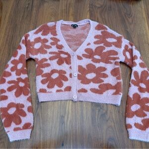 Floral Pink and Brown Girl’s Sweater